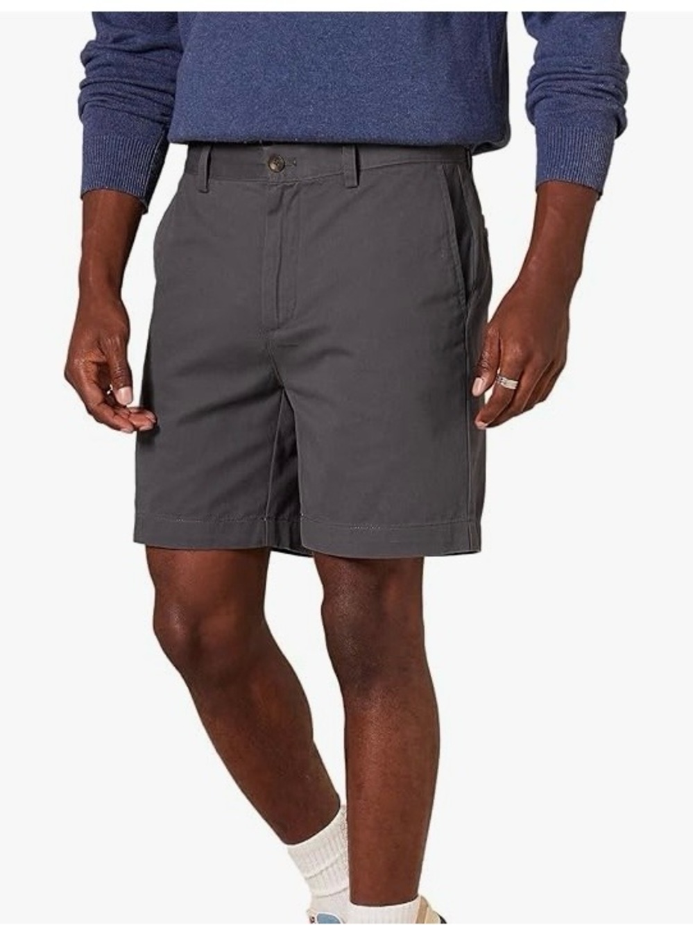 Essentials Men's Flat Front Chino Shorts - Charcoal Gray